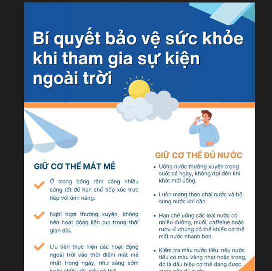 Bí quyết bảo vệ sức khỏe khi tham gia sự kiện ngoài trời