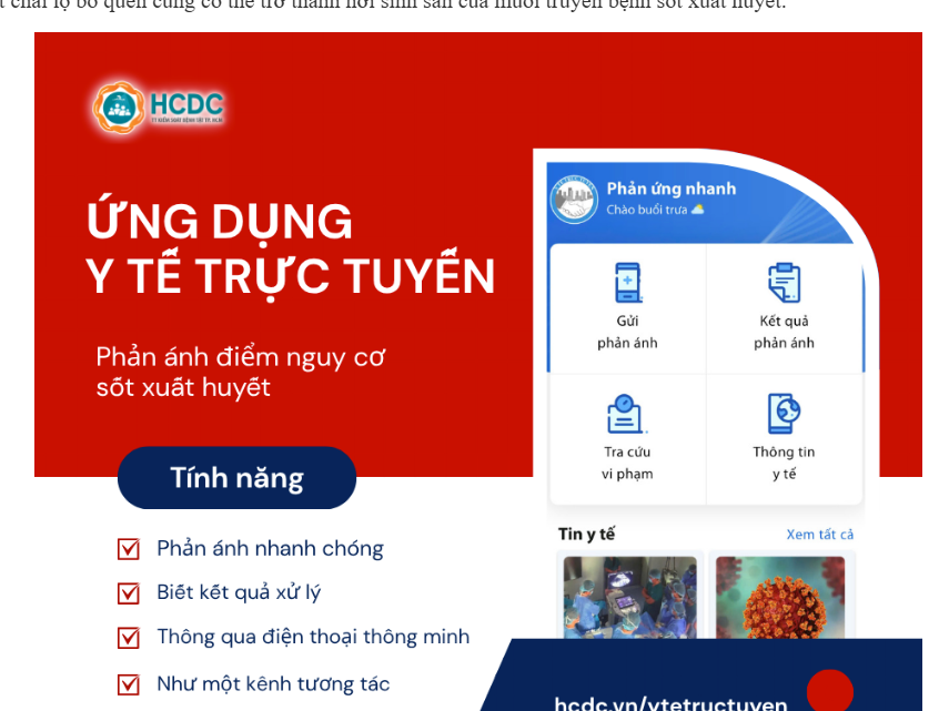 Ứng dụng Y tế trực tuyến: Phản ánh điểm nguy cơ sốt xuất huyết