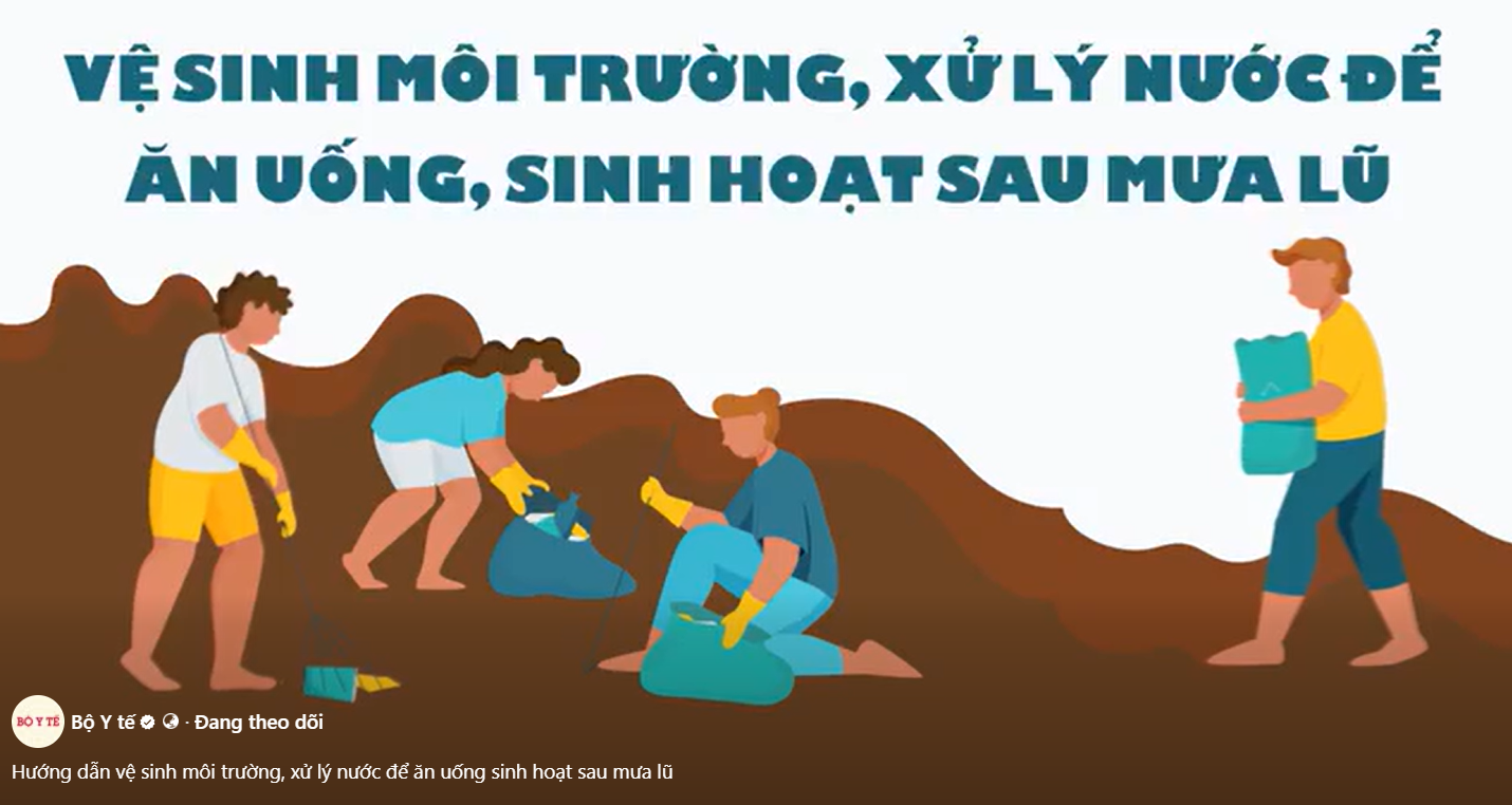 Hướng dẫn vệ sinh môi trường, xử lý nước để ăn uống sinh hoạt sau mưa lũ