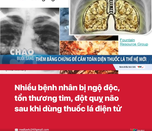 Nhiều bệnh nhân bị ngộ độc, tổn thương tim, đột quỵ não sau khi dùng thuốc lá điện tử