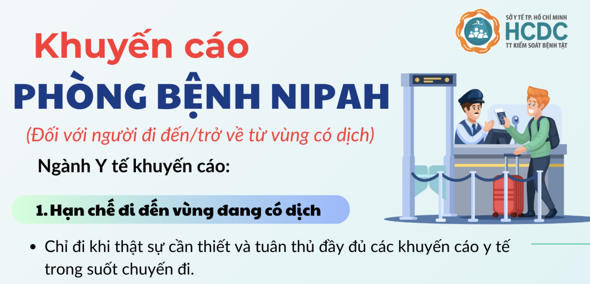 Khuyến cáo phòng, chống bệnh do vi rút Nipah đối với người đi đến và trở về từ vùng có dịch