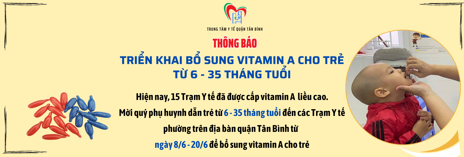 Thông báo triển khai bổ sung vitamin A đợt 1 cho trẻ từ 6-35 tháng tuổi