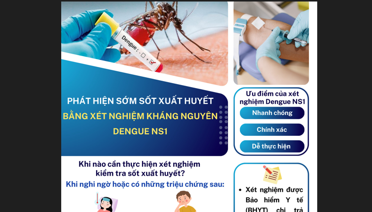 Phát hiện sớm sốt xuất huyết bằng xét nghiệm kháng nguyên DENGUE NS1