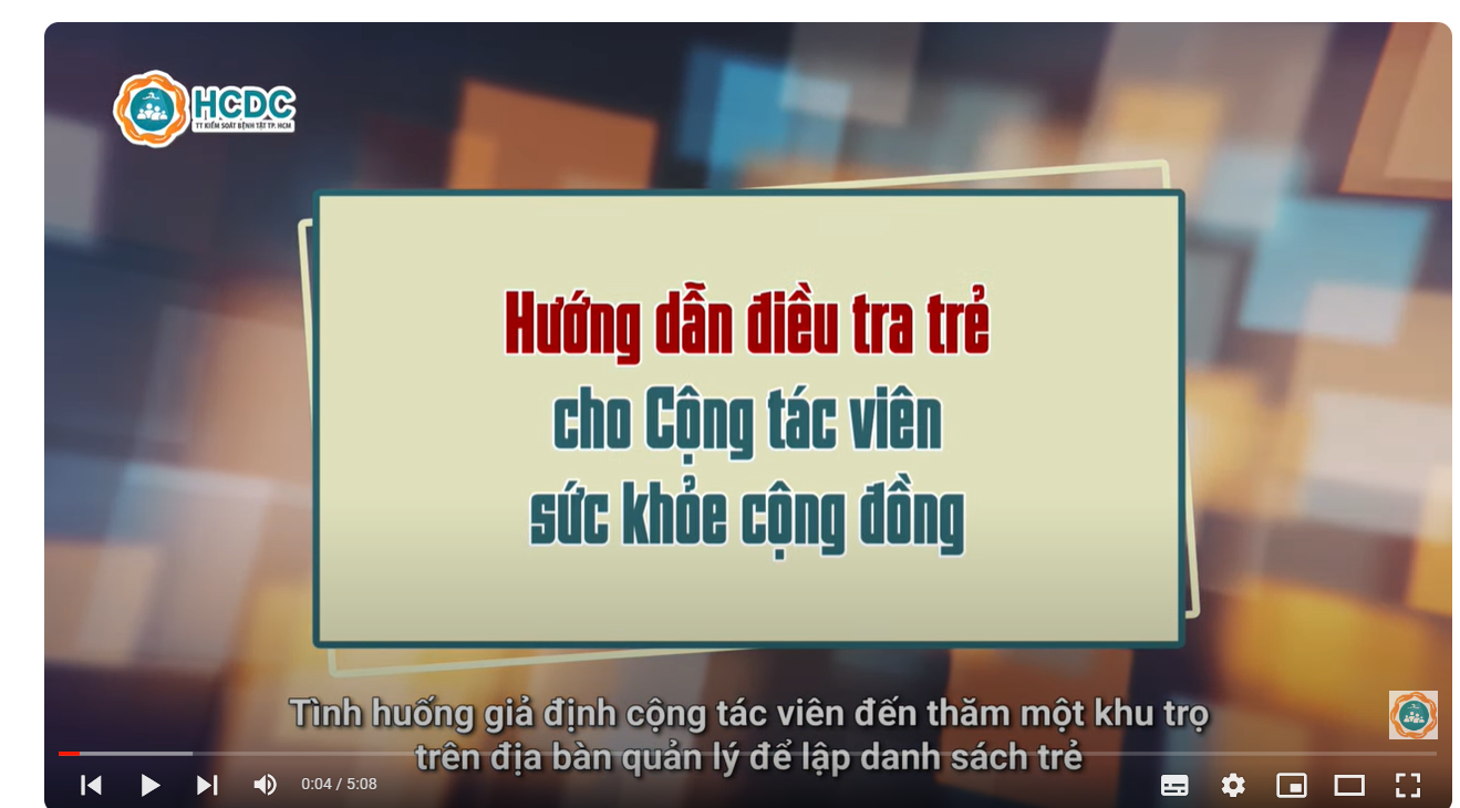 HCDC | Hướng dẫn điều tra trẻ cho Cộng tác viên sức khỏe cộng đồng